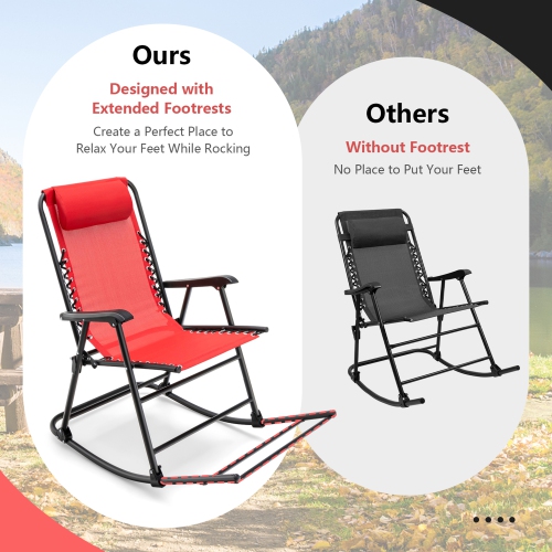 Gymax 2PCS Patio Folding Rocking Chair Outdoor Portable Lounge Rocker
