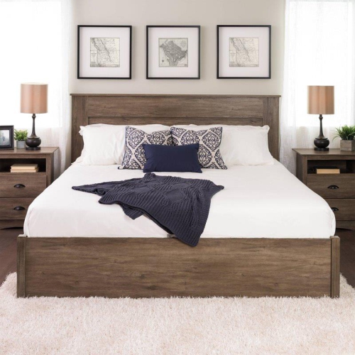 Wright Home Traditional Wood King Flat Panel Headboard in Drifted Gray