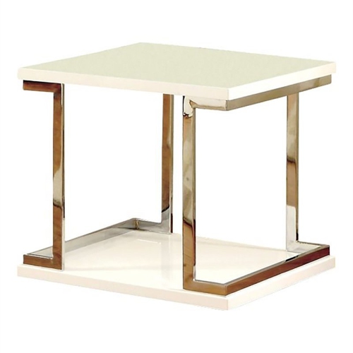 Bowery Hill Contemporary Wood Square End Table in White Finish