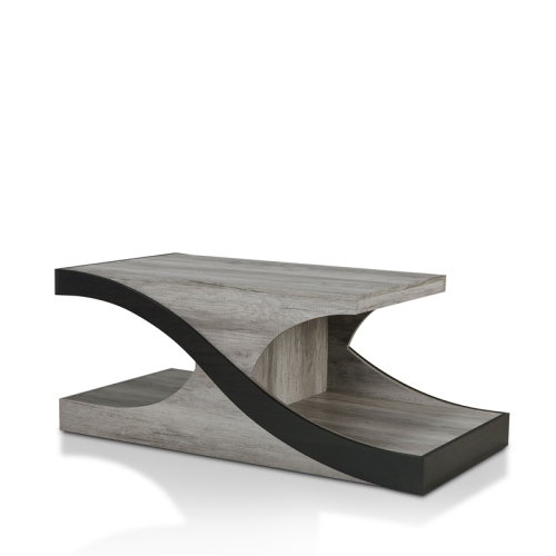 BOWERY HILL  Wood 2-Shelf Coffee Table In Vintage Gray Oak Finish