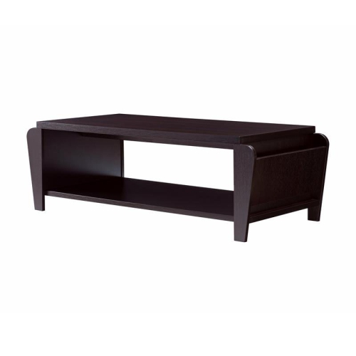 Bowery Hill Wood Coffee Table with Magazine Rack in Cappuccino
