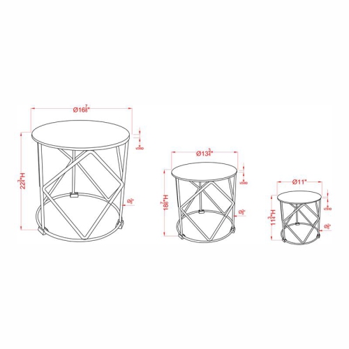 Bowery Hill Contemporary Wood 3-Piece Nesting Tables in White