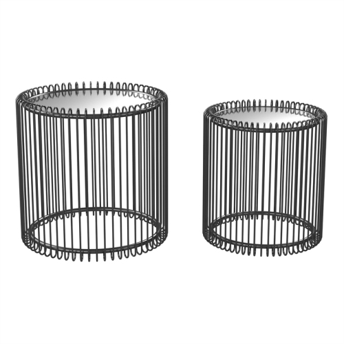 Bowery Hill Contemporary Metal 2-Piece Nesting Table in Black