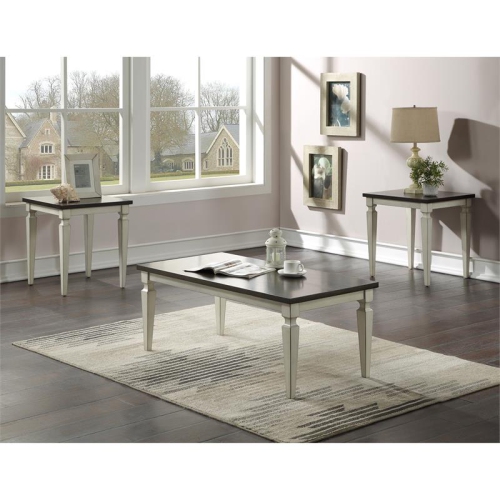 Bowery Hill Wood 3-Piece Coffee Table Set in Antique White Finish