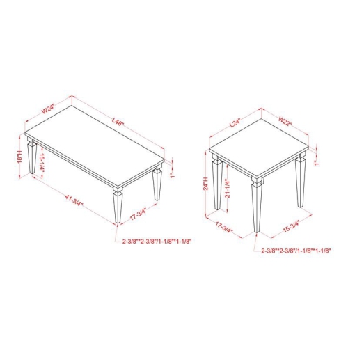 Bowery Hill Wood 3-Piece Coffee Table Set in Antique White Finish