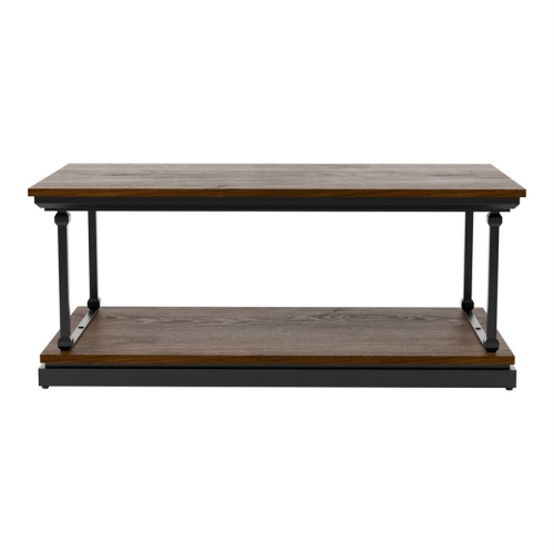 Bowery Hill Industrial Wood 1-Shelf Coffee Table in Dark Oak Finish