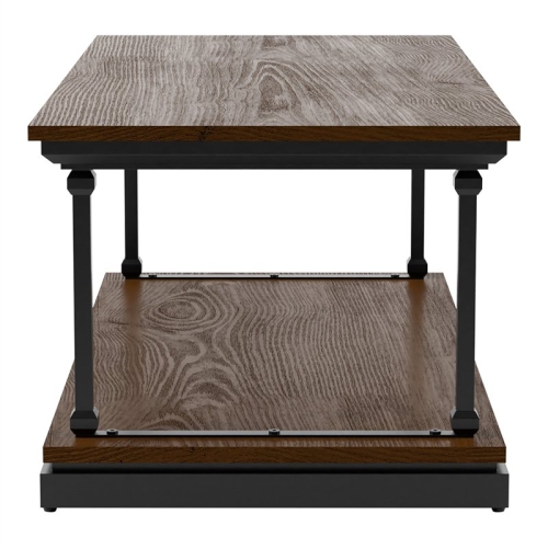 Bowery Hill Industrial Wood 1-Shelf Coffee Table in Dark Oak Finish