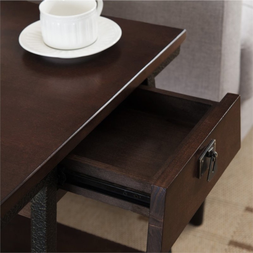Leick Empiria Single Wood Drawer End Table in Walnut and Foundry Bronze Brown