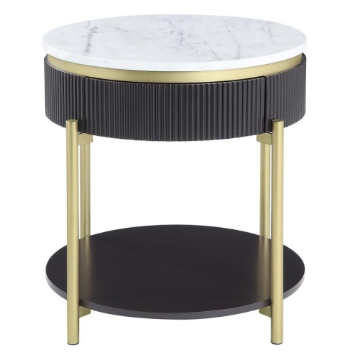 BOWERY HILL  Contemporary Wood 1-Drawer End Table In Dark Walnut