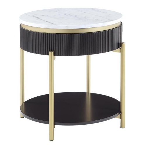 Bowery Hill Contemporary Wood 1-Drawer End Table in Dark Walnut