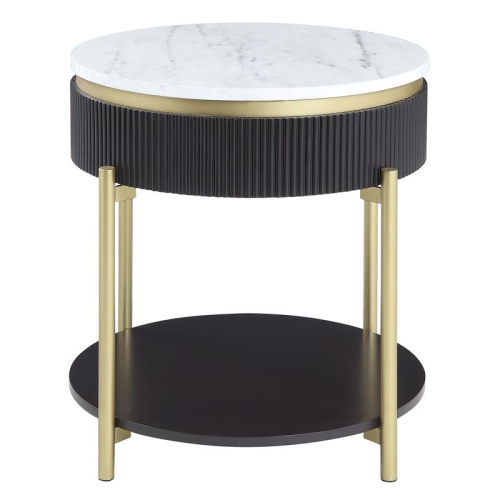 Bowery Hill Contemporary Wood 1-Drawer End Table in Dark Walnut