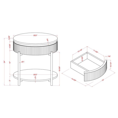 Bowery Hill Contemporary Wood 1-Drawer End Table in Dark Walnut