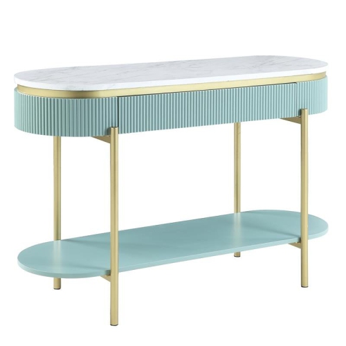 BOWERY HILL  Contemporary Wood 1-Drawer Console Table In In Green