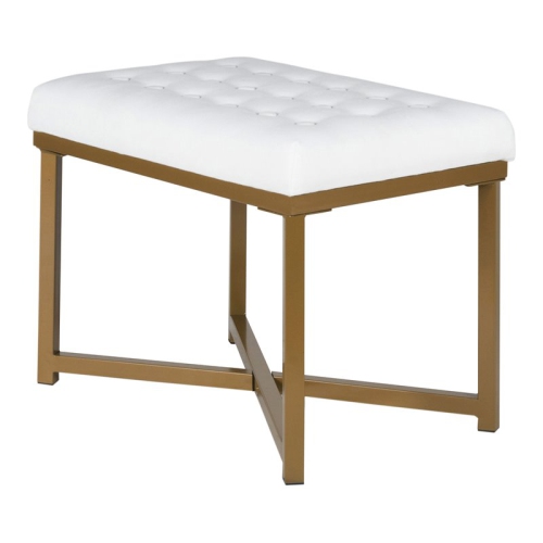 HOMEPOP  Modern Style Metal Bench With Velvet Seat In Finish In White