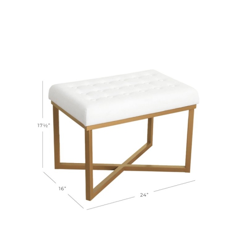 HomePop Modern Style Metal Bench with Velvet Seat in White Finish