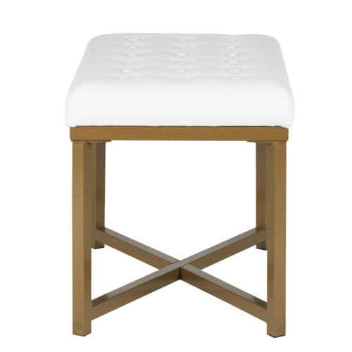 HomePop Modern Style Metal Bench with Velvet Seat in White Finish