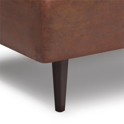 Shay 34in W Coffee Table Storage Ottoman in Distressed Saddle Brown Faux Leather