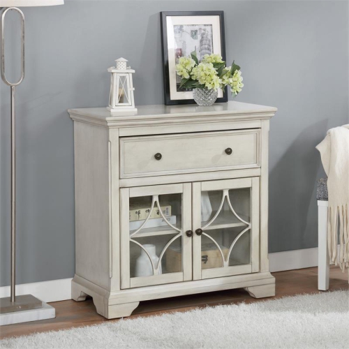Bowery Hill Wood 1-Drawer Hallway Cabinet in Antique White Finish
