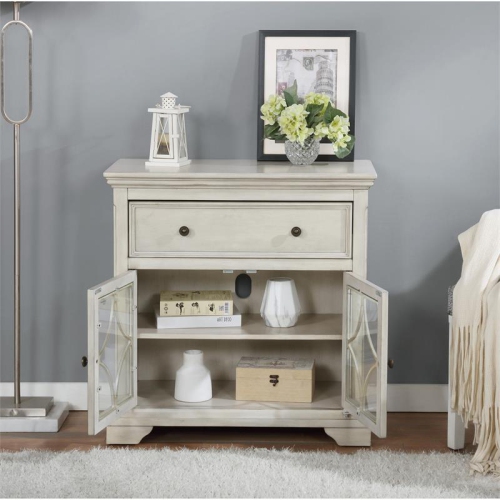 Bowery Hill Wood 1-Drawer Hallway Cabinet in Antique White Finish
