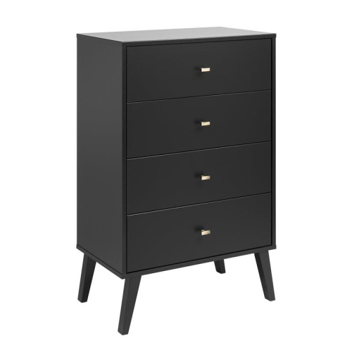 WRIGHT HOME  Mid-Century Engineered Wood Modern 4 Drawers Chest In Black