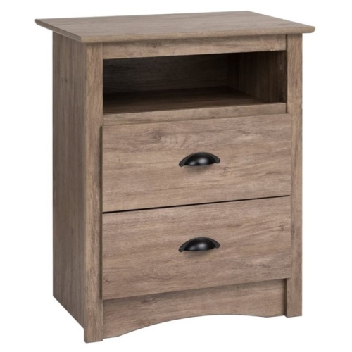 Wright Home Metal 2 Drawers Nightstand in Drifted Gray Finish