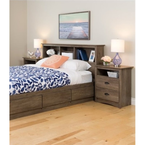 Wright Home Metal 2 Drawers Nightstand in Drifted Gray Finish