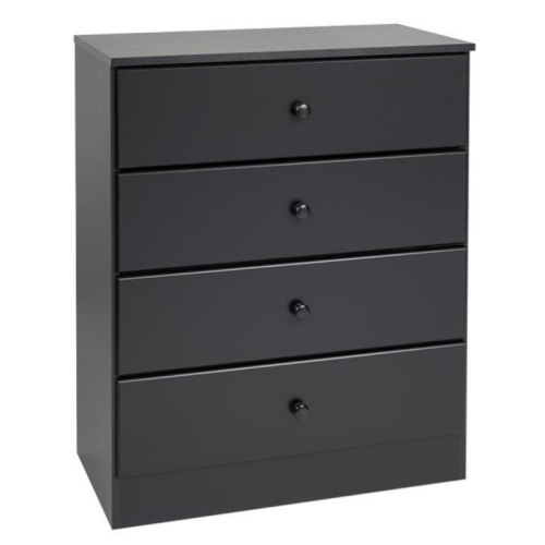 WRIGHT HOME  Solid Laminated Wooden 4 Drawers Chest In Black Finish