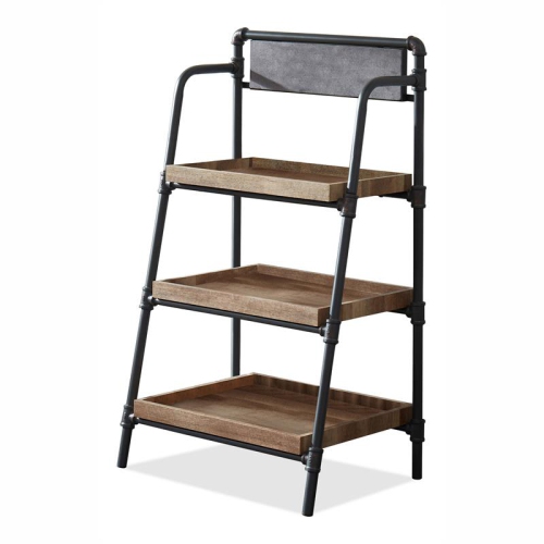 BOWERY HILL  Industrial Metal 3-Shelf Bookcase In Sand Finish In Black