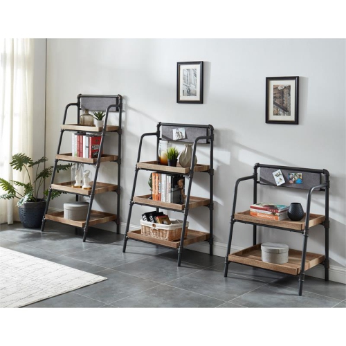 Bowery Hill Industrial Metal 3-Shelf Bookcase in Sand Black Finish