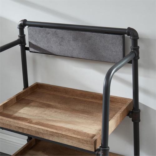 Bowery Hill Industrial Metal 3-Shelf Bookcase in Sand Black Finish