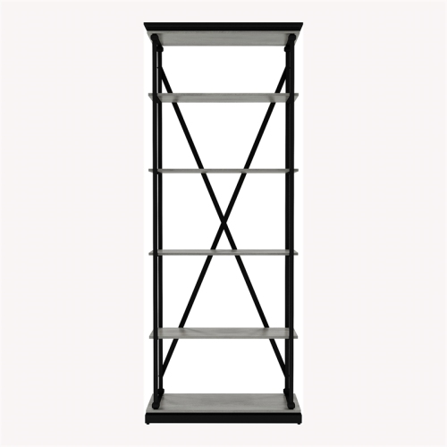 Bowery Hill Industrial Metal 33-Inch Bookcase in Antique Gray