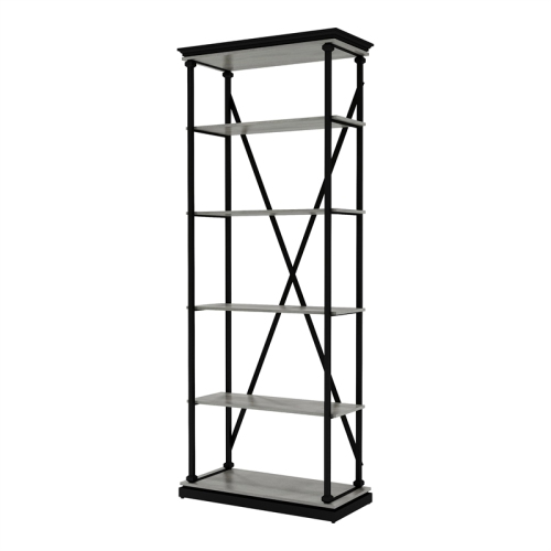Bowery Hill Industrial Metal 33-Inch Bookcase in Antique Gray