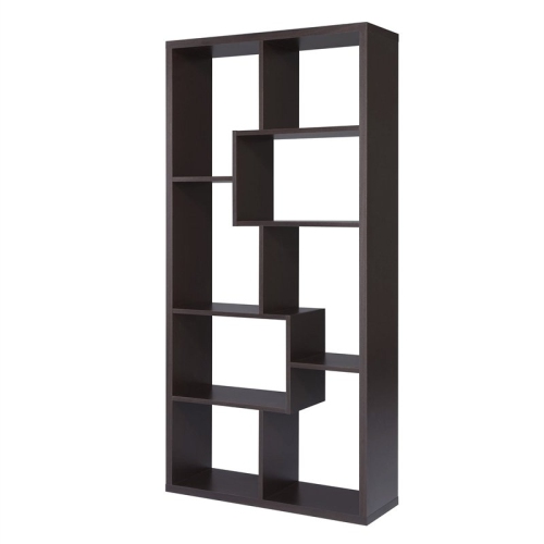 Bowery Hill Contemporary Wood 10-Shelf Bookcase in Walnut Finish
