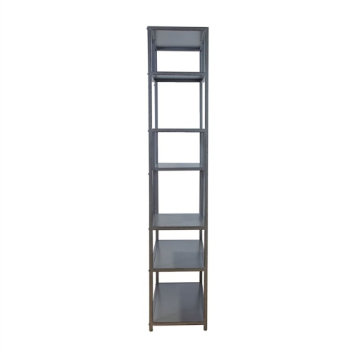 Bowery Hill Industrial Metal 6-Shelf Bookcase in Powder Coated Gray
