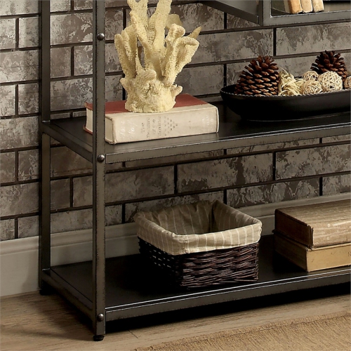 Bowery Hill Industrial Metal 6-Shelf Bookcase in Powder Coated Gray