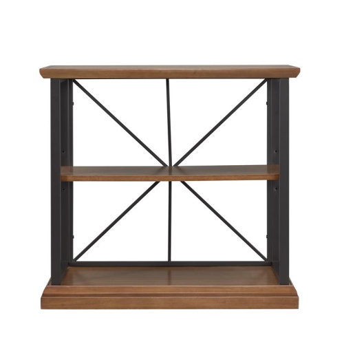 11832-WLGM Finnick Mixed Metal and Wood Bookshelf in Willow/Gunmetal Espresso
