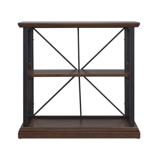 11832-DEMB Finnick Mixed Metal and Wood Bookshelf in Dark Earth/Matte Black
