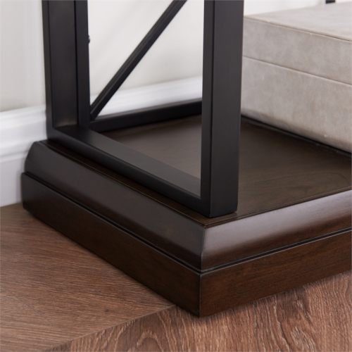 11832-DEMB Finnick Mixed Metal and Wood Bookshelf in Dark Earth/Matte Black