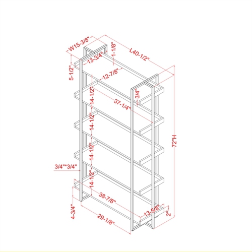 Bowery Hill Contemporary Wood 5-Tier Bookcase in Antique White