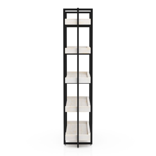 Bowery Hill Contemporary Wood 5-Tier Bookcase in Antique White