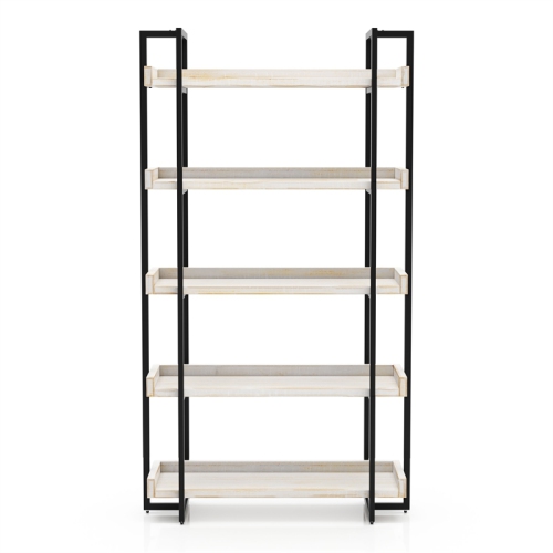 Bowery Hill Contemporary Wood 5-Tier Bookcase in Antique White