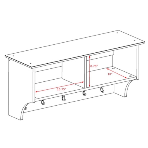 Wright Home Laminated Wooden 5 Hook Wall Coat Rack in White Finish