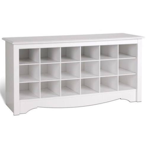 WRIGHT HOME  Wood 18 Cubby Shoe Storage Bench In White Finish