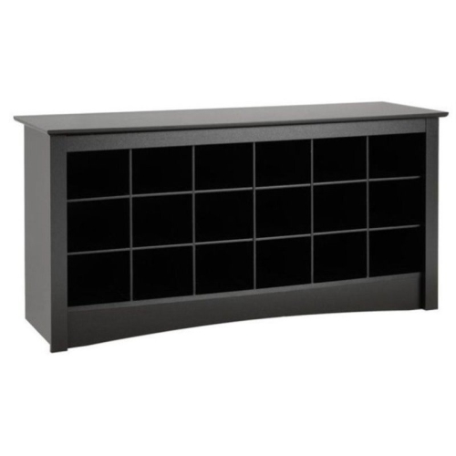 WRIGHT HOME  Wood 18 Cubby Shoe Storage Bench In Finish In Black