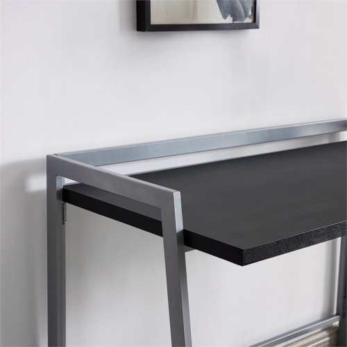 70004-BLKNK Mixed Metal and Wood Desk in Black- Black/Nickel