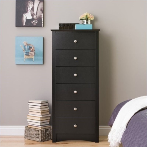 Wright Home Modern styled Metal 6 Drawers Chest in Black Finish
