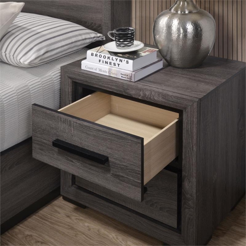 Bowery Hill Contemporary Wood 2-Drawer Nightstand in Gray Finish