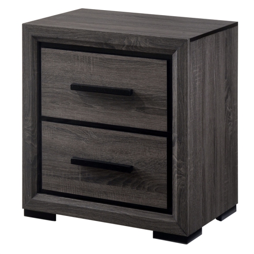 Bowery Hill Contemporary Wood 2-Drawer Nightstand in Gray Finish
