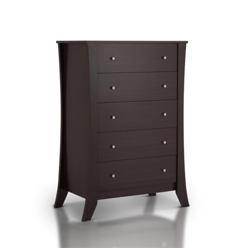 Bowery Hill Contemporary Wood 5-Drawer Chest in Espresso Finish