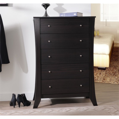 Bowery Hill Contemporary Wood 5-Drawer Chest in Espresso Finish
